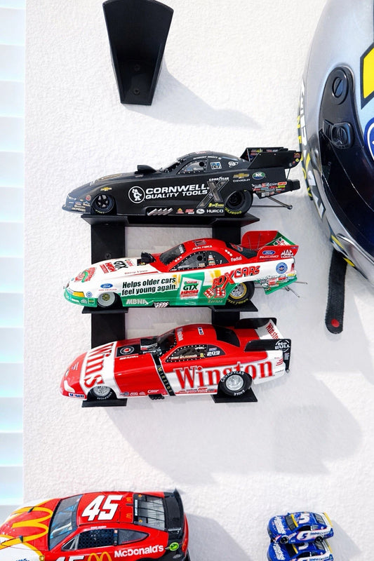 NHRA 1:24 Funny Car Diecast Car Wall Display Stand 3 Tier Drag Racing Holder
